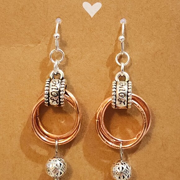 Artisan Crafted Bright Silver and Copper & Silver Spiral Chain Maile Earrings - Picture 10 of 10